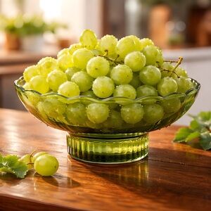 Vintage 1950’s E.O. Brody Co. Clear Green Scalloped Bowl Cleveland Ohio U.S.A.